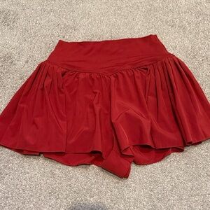 Burgundy Pleated Shorts